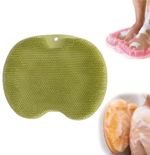 BOPBISGA Shower Foot and Back Scrubber Massage Pad, 2024 New Shower Back Scrubber Wall Mounted, Foot Scrubber for Shower Floor, Back Scrubber for Shower Wall, Silicone Massage Pad (Green)