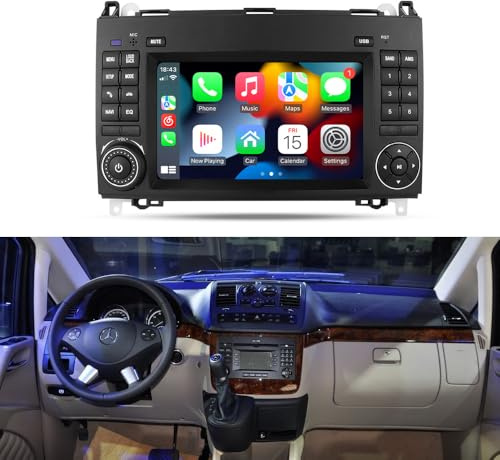 2+32G Autoradio-Navigation für Mercedes-Benz Viano W639 Vito 1 Mixto 109 111 A/C/CLK/E-Klasse W168 W203 Vaneo 414 SLKR170 -Head Unit mit Carplay/Android Auto,7 Zoll HD-Touchscreen mit GPS-Navigation
