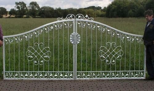 Monaco-GT400/100S Garden Gate / Yard Gate / Entrance Gate Galvanised Metal Premium with Posts 100 Wrought Iron Double Wings Gate 400 cm 4 m Wrought Iron