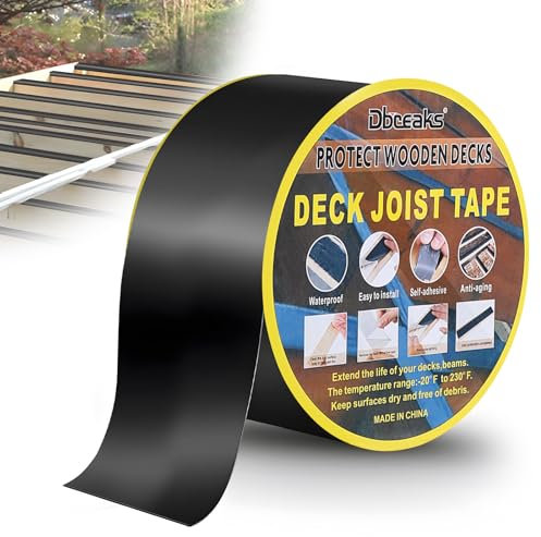 DBREAKS Deck Balkenband, 50mm x 15m Dach Reparaturband, Butylband Wasserdichtes Butyl Klebeband, Bitumenband Selbstklebend, Butyl Dichtband, Balkenband für Deck Dachabdichtung
