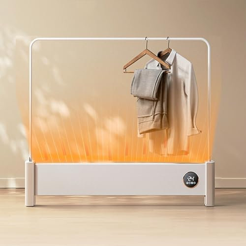 HUIROBO Riscaldatore a battiscopa da 220 W con stendino, Inverter Intelligente 16-34 °C, capacità di carico 15 kg, Timer 24 Ore, Protezione da surriscaldamento, Riscaldamento al grafene