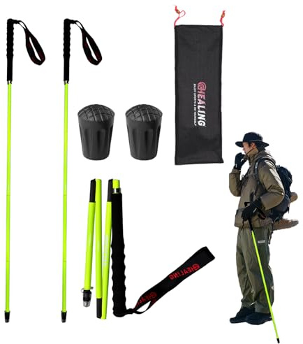 OKHEALING Bâtonnets de randonnée en fibre de carbone à haute résistance 1 paire, pliables en 5 sections, légers et robustes, adaptés pour la randonnée, la randonnée et l'alpinisme