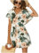 Vossmi Robe de Plage Femme Cache Maillot de Bain V-Cou Cover Up Bikini Maillot Manche Courte col en V Mousseline Casual Robes ete Plage avec Ceinture Décontracté Bikini,Vert