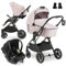 hauck 3in1 Kinderwagen Set Vision X mit Drive N Care Babyschale - Kombikinderwagen mit Federung und höhenverstellbarem Sitz - Melange Beige