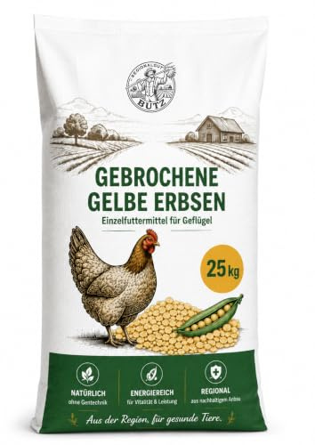 Gebrochene Erbsen 25 kg – Hochwertiges Einzelfuttermittel für Hühner, Enten, Gänse... aus eigener Regionalen Produktion