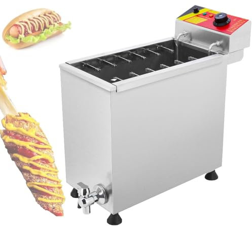 25-Liter-Hot-Dog-Wurst-Grill-Ofen-Sticks-Fritteuse, automatische kommerzielle Käse-Fritteuse, Wurst-Bratgerät, einstellbare Temperatur, elektrische Deep Hot Corn Dog-Fritteuse mit großer