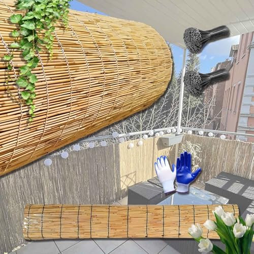 Rouleaux De Clôtures en Roseau for L'extérieur 2m 2.6m 3.6m 6m 8m 9m 10m 12m 15m Canisse Bambou Clôture en Roseau Brise Vue Bambou Naturel Panneau Decoratif Exterieur Jardin