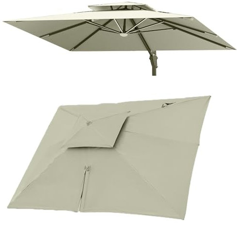 QSPNVFB 3X4 M Rettangolare Ombrellone Decentrato Telo Di Ricambio, 8 Stecche Baldacchino Per Per Ombrellone A Sbalzo, Copertura Per Ombrellone Da Esterno(Taupe,Single top 3x4m(10' x 13'))