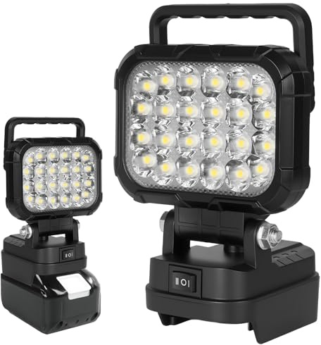 AUAUY Akku Lampe für Makita 18V Akku, 72W 5400LM LED Arbeitsleuchte | Light Tragbares LED-Licht für Makita Battery mit 2 USB für Camping, Autoreparaturen, Notfall Ersatz （Ohne Batterie）