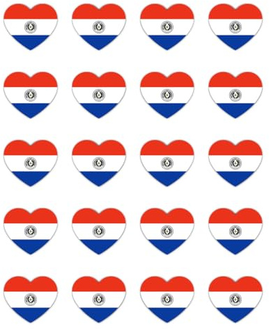 Aufkleber: 25 mm, 20 Stück - Paraguay Herzflagge Sticker Set 20 Vinyl 25mm wasserfest Deko