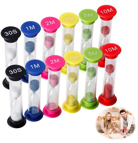 Lot de 12 Sabliers Colorés Minuterie,Sablier Ensemble Coloré Ensemble | Colories varies, decoration, collectives, materiau plastique, reglages differents