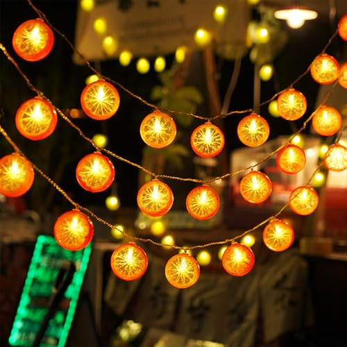 Kaleora Lichterkette Orange, 3M 20 LED Orangenscheiben Lichterkette Batteriebetrieben, Zitronenscheiben Lichterketten für Schlafzimmer, Terrasse, Wohnzimmer, Hochzeit, Party, Karneval