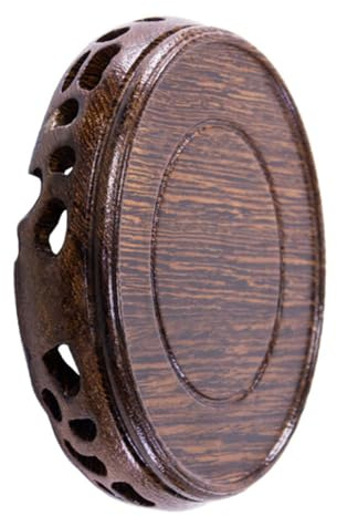 Healifty Mini Solid Wood Display Stand Base, 10cm Diameter X 2.5cm Height, Black Ebony round Pedestal for Vase, Pot, Statue, Suitable for Home Décor and Desktop Ornament Display