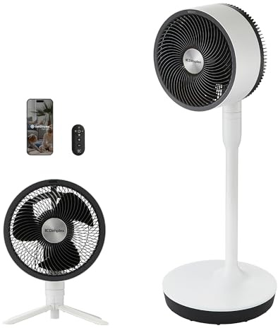 DIMPLEX DUOCOOL Smart 2-in-1 Ventilator mit Kabel, Stand- & Tischventilator, 5 Geschwindigkeitsstufen + Turbo, 20m Reichweite, Flüsterleiser Ventilator (36dB), App, Google Home & Alexa, Fernbedienung