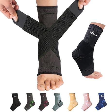 JUPITER Foot Sleeve (Pair) with Compression Wrap, Ankle Brace For Arch, Ankle Support, Football, Basketball, Volleyball, Running, For Sprained Foot, Tendonitis, Plantar Fasciitis