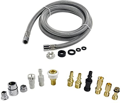 Danco 10912 Wasserhahn-Sprühschlauch-Set für ausziehbare Sprühköpfe, Grau, 12-teiliges Adapter-Set