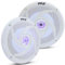 Low-Profile Waterproof Marine Speakers - 240W 6.5 Inch 2 Way 1 Pair Slim Style Waterproof Weather Resistant Outdoor Audio Stereo Sound System w/Blue Illuminating LED Lights - Pyle (White)