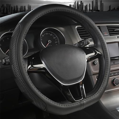 Sholer Lenkradbezug in D-Form, universal, 38,1 cm, für Auto/Auto/SUV, schwarzes Leder, mit besserem Sportgriff, für D-förmige, Flache Unterseite