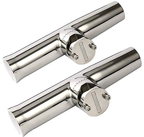 FreeTec 2× Edelstahl Rutenhalter Angelrutenhalter für Rails 25mm bis 32mm