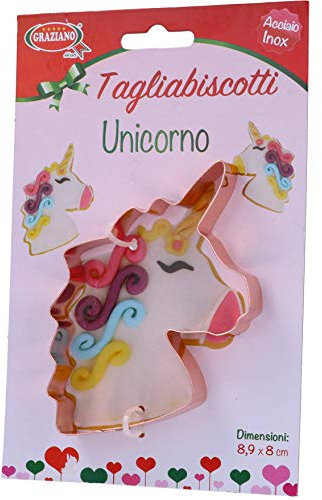 Graziano, Tagliabiscotti a Forma di Unicorno, Realizzato Interamente in Acciaio Ramato, Ideale per Biscotti Classici, Ideali per Feste di Compleanno per Bambini