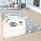 Paco Home Kinderteppich Kinderzimmer Moderne Pastell Farben, Niedliche Motive, 3D Effekt, Grösse:133 cm Quadrat, Farbe:Grau