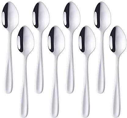 SBOMHS Espressolöffel Kleine 14CM Kaffeelöffel set Silber Teelöffel, 18/10 Edelstahl Spülmaschinenfest 8 stück Teaspoons Mini Kinder Löffel für Dessert Café Mokkalöffel