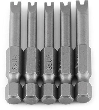 Magnetic U-Shaped Head Screwdriver Bits, S2 Alloy Steel U4 U5 U6 U7 U8 Drill Bits Replacement Set 1/4 Inch /6.35mm Hex Shank, 50mm Length