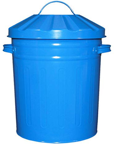 Muddy Hands 15 Litre Small Metal Bin with Lid Recycling Rubbish Waste Paper Dustbin (Blue)