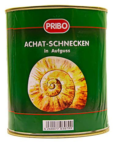 Food-United Achat-Schnecken 1 Dose Füllmenge 800g ATG 455g, 2,5g pro Schnecke, 144 Stück, 12 Duzend, im neutralen Aufguss, zart und aromareich für Gourmets