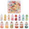 Craftdady 56pcs Mini Glass Wishing Bottle Charms Beads with Resin Polymer Clay Fruit Flower Beads Inside Summer Miniature Jar Embellishments for DIY Crafts Keychain Accessories
