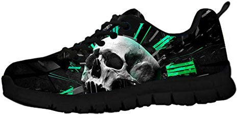 HUGS IDEA Reloj Calavera GóTica Zapatillas Deporte CláSicas, Elegantes Zapatillas Deporte con Calavera Punk Hueso Muerte, Zapatillas para Correr EU 37