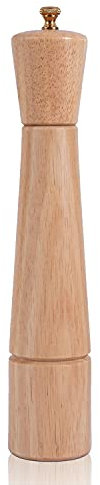 DeroTeno Macina Pepe, Macinapepe Regolabile in Acciaio Inossidabile, Legno dell’Albero della Gomma, Altezza 32 cm, Diametro Inferiore: 6 cm, Diametro Superiore: 5.5 cm (il Vassoio NON é incluso)