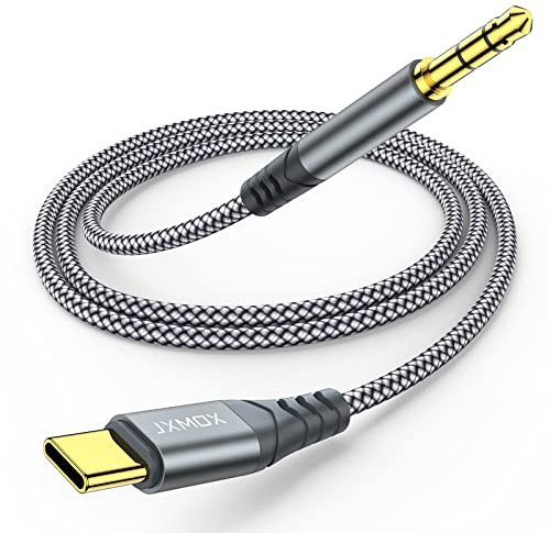 JXMOX Cavo da USB C a jack audio AUX da 3,5 mm (1,2 m), da tipo C a cavo stereo per cuffie da 3,5 mm, compatibile con iPhone 16 Pro Max 15 Pro Max, Samsung Galaxy S24 S23 S22 S21 Note 20, Pixel 4 5 XL