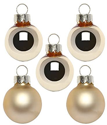 Inge Glas Magic Mini-Weihnachtskugeln 2cm 25 Stück | kleine Christbaumkugeln in Karton-Box (Brokatgold | Gold Glanz matt)