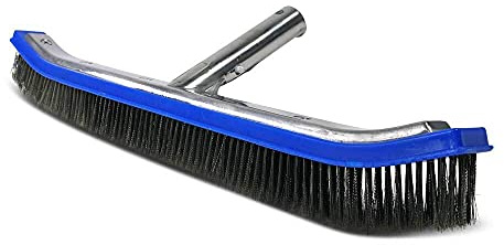 Premium Wand- und Boden-bürsten mit Metallborsten Reinungsbürste Beton Fliesen Mosaik Beckenbürste Algen Schwimmbecken Pool (45 cm Beckenbürste (Gebogene Ecken))