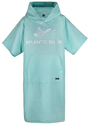 ATLANTIC SHORE | Surf Poncho | Travel Edition aus 100% Baumwolle (Waffelpiqué) | Unisex | Travel für Erwachsene in Mint | Middle (140-174 cm)