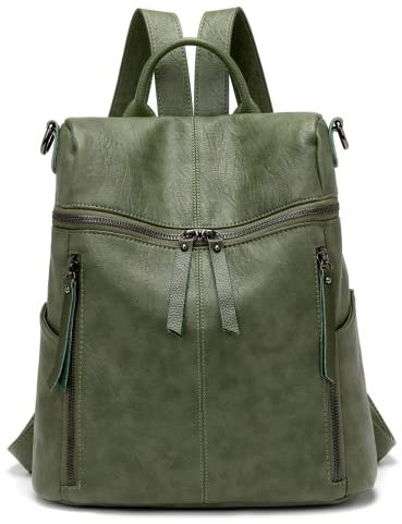 Damen Rucksack PU Leder, Lässig Lederrucksack 2 in 1 Rucksack Schultertasche Diebstahlschutz, Elegant Backpack Leichte Wasserdicht Große Multipockets Mode für Arbeit Schule Reise