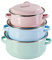 genialo Emailletopf-Set Pastell, 3 Stück, 6-teilig, Kochgeschirr Kochtopf stapelbar, Topf mit Deckel für alle Herdarten, Set: 950 ml, 1 l, 2 l