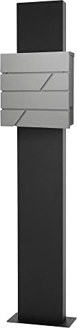 ECD Germany Standbriefkasten mit Zeitungsfach, Freistehender Briefkasten Standfuß, Briefkastenanlage, Briefkastenständer Anthrazit 170cm, Postkasten Hellgrau 37x11x37cm, Edelstahl, Pulverbeschichtung