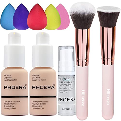 Phoera Foundation Concealer Cover Flüssigmatt Full Coverage Concealer Cover Shadows Skin Care Foundation Oil Control Erhellen Sie den langlebigen (101 Porcelain)