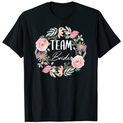 Damen Team Bride Blumenkranz Junggesellenabschied JGA T-Shirt