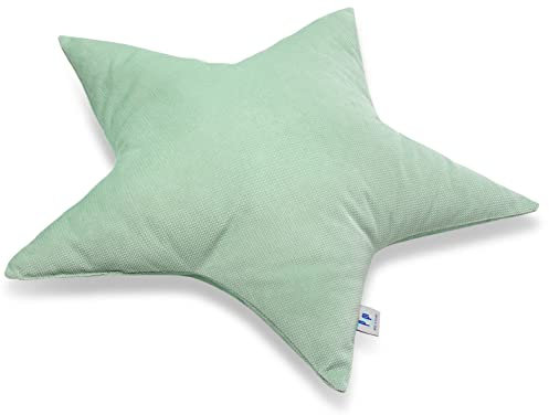 Pepi - Kuschelkissen Kinder - Handgenäht Kissen Kinderzimmer - Kinder Kissen Stern - Baby Kissen Deko - Sternkissen Light Green