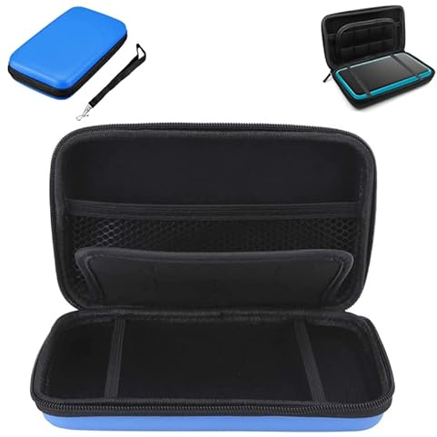 SILCOSTAR Carry Travel Storage EVA Hard Protective Case Cover for 2DS XL Console / 3DS XL & Accessories with Double Zipper and 8 Game Holders for 2DS XL / 3DS XL Game (Blue)
