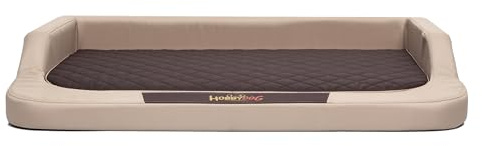 Hundebett für kleine, mittelgroße und Grosse Hunde - orthopädische Hundesofa mit Memory Foam - Ergonomisches Hundekissen - Hundeliegen - Bezug abnehmbar und abwaschbar - Größe: L - Beige mit Braun