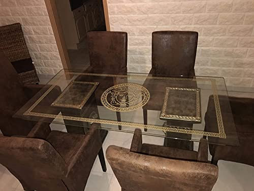 Bavary Marlon Esstisch Glastisch, Säulentisch, Designertisch Wohnzimmertisch Kanzleitisch, Praxistisch 100% Handgefertigt Antik Stil Retro