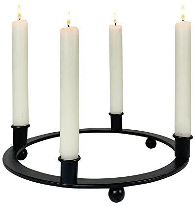 Adventskranz Metallring Schwarz Rund 4 Kerzenhalter Eisen Modern 28cm