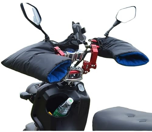 ITODA Gants de Moto Hiver Epais, Manchon de Guidon de Moto Gants Thermique imperméable Coupe-Vent Manchons Scooter de Protection de Mains Anti-froids Installé sur Poignée pour Scooter Vélo Cyclisme