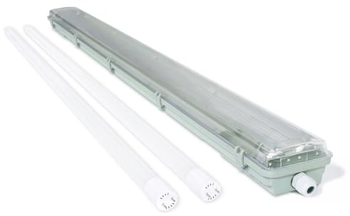 KOLORENO Feuchtraumleuchte LED 120cm 2x18W Set – Helle LED Lichtleiste kaltweiß 6000K, IP65 Garagenbeleuchtung, Werkstattlampe für präzises Arbeiten, Deckenleuchte für Keller und Industrie