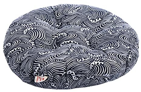 ZEALMAX Meditationskissen im japanischen Stil, rund, Leinen, Yoga-Nackenrolle, Tatami-Bodenkissen, blau, 40 cm (15,7 Zoll)