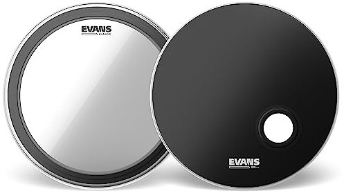 Evans EMAD2 System Bassdrum Pack – enthält 1 Bassdrum Head, 1 Reso Drum Head, 2 austauschbare Dämpfungsringe & Schaumstoff-Dämpfungsringe – Individuelle Bassdrum-Sound – 2-lagige Konstruktion – 45,7